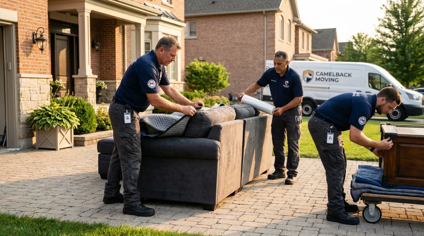 Large estate moving crew wrapping furniture in Santa Rosa, TX